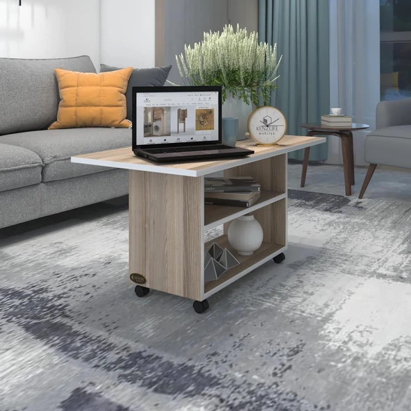 Kenzlife orta salon sehpası prag crd 045*070*50 tekerlekli yemek masası ürün görseli 1