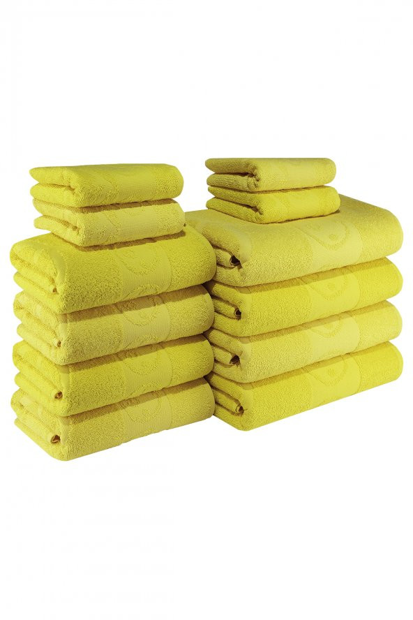 Textile Colors Civciv Desenli 100 Pamuk Banyo Havlu Seti 12 Adet, 4 Banyo Havlusu, 4 El Havlusu, ve 4 Yüz Havlusu, -Comfort- Açık Sarı, Sarı, ürün görseli 1