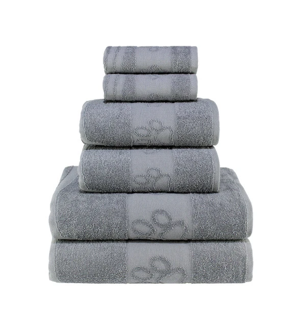 Kedi Desenli 100 Pamuk Banyo Havlu Seti 12 Adet, 4 Banyo Havlusu, 4 El Havlusu, ve 4 Yüz Havlusu, -Comfort- CoolGri7, CoolGri11, : Gri-70 x 140 ürün görseli 1