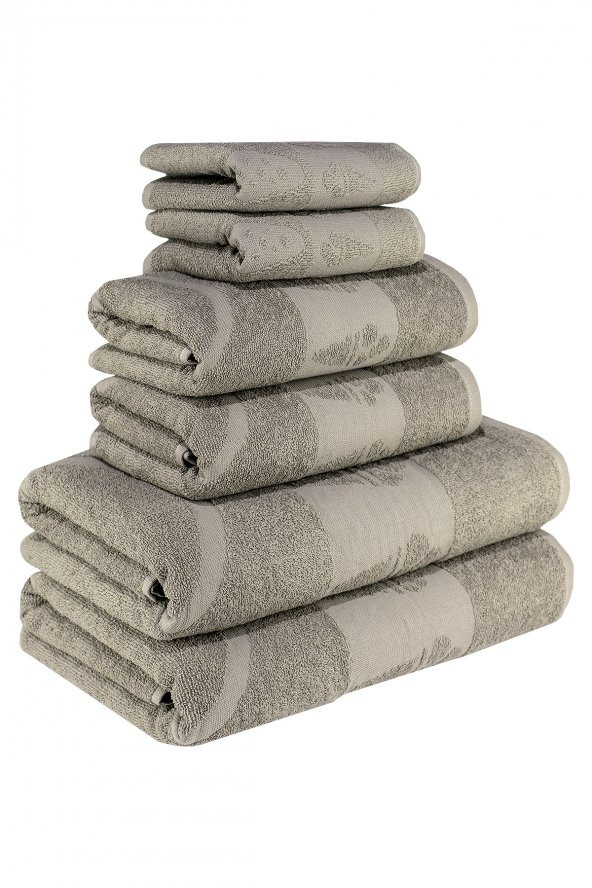 Textile Colors Dondurma Desenli 100 Pamuk Banyo Havlu Seti 6 Adet, 2 Banyo havlusu, 2 El Havlusu, ve 2 Yüz Havlusu, -Style- Kahverengi, ürün görseli 1