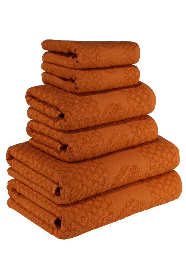 Textile Colors Raket Desenli 100 Pamuk Banyo Havlu Seti 6 Adet, 2 Banyo havlusu, 2 El Havlusu, ve 2 Yüz Havlusu, -Style- Açık Kırmızı ürün görseli 1