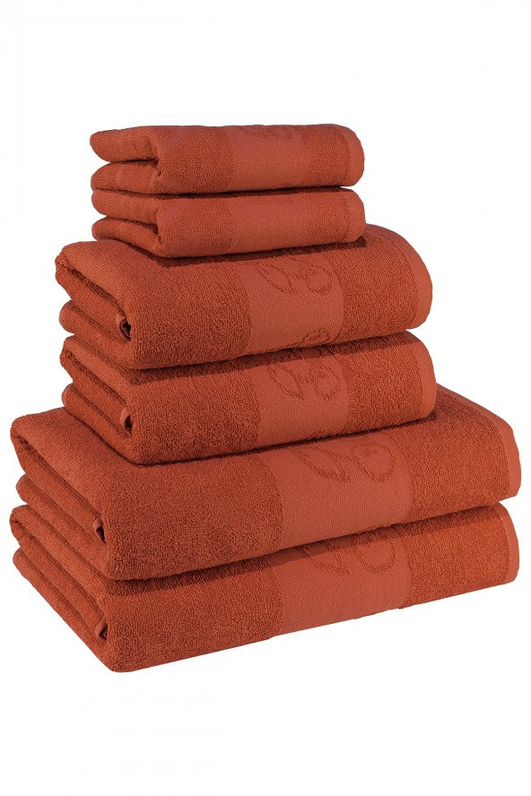 Textile Colors Kiraz Desenli Pamuk Banyo Havlu Seti 6 Adet, 2 Banyo Havlusu, 2 El Havlusu, ve 2 Yüz Havlusu, -Style- Açık Bordo, ürün görseli 1