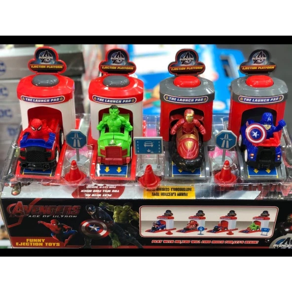 Avengers Fırlatmalı Yarış Seti-Spiderman-Hulk-K. Amerika-Ironman ürün görseli 1