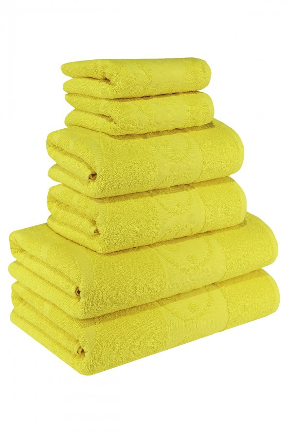Textile Colors Civciv Desenli 100 Pamuk Banyo Havlu Seti 6 Adet, 2 Banyo Havlusu, 2 El Havlusu, ve 2 Yüz Havlusu, -Comfort- Sarı ürün görseli 1
