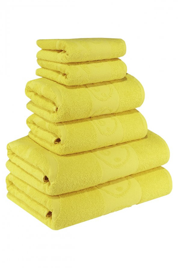 Textile Colors Civciv Desenli 100 Pamuk Banyo Havlu Seti 6 Adet, 2 Banyo Havlusu, 2 El Havlusu, ve 2 Yüz Havlusu, -Comfort- Açık Sarı ürün görseli 1