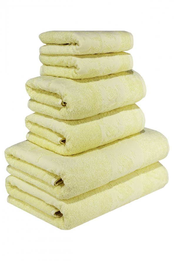 Textile Colors Balon Desenli 100 Pamuk Banyo Havlu Seti 6 Adet, 2 Banyo Havlusu, 2 El Havlusu, ve 2 Yüz Havlusu, -Elegance- Krem ürün görseli 1