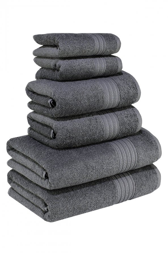 Textile Colors Bordür Desenli 100 Pamuk Banyo Havlu Seti 6 Adet, 2 Banyo Havlusu, 2 El Havlusu, ve 2 Yüz Havlusu, -Vision- Coolgri11 ürün görseli 1