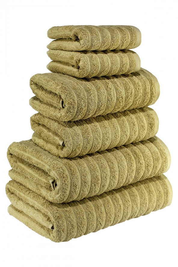 Textile Colors Çizgi Desenli 100 Pamuk Banyo Havlu Seti 6 Adet, 2 Banyo Havlusu, 2 El Havlusu, ve 2 Yüz Havlusu, -Premium- Ceviz, ürün görseli 1