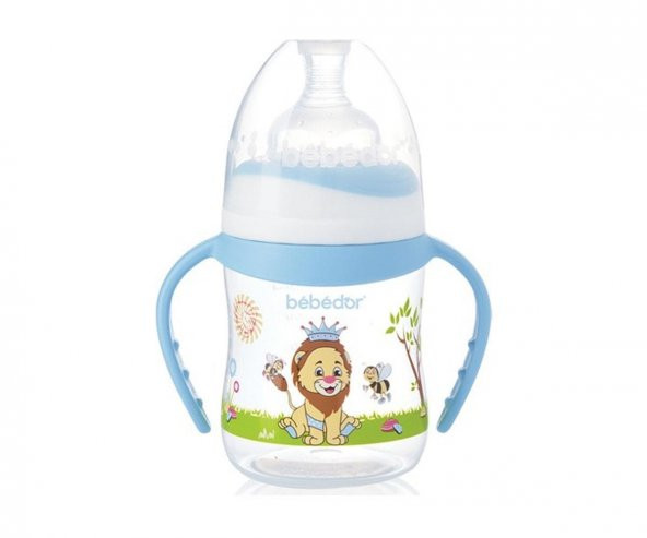 Bebedor Geniş Ağız Kulplu Biberon 150 Ml - Mavi ürün görseli 1