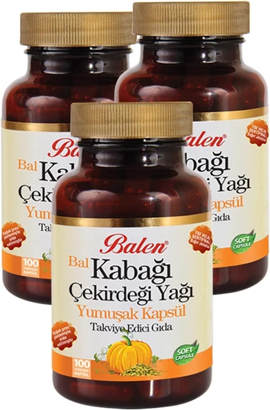 Balen Bal Kabağı Çekirdeği Yağı 100 Yumuşak Kapsül 3'lü ürün görseli 1