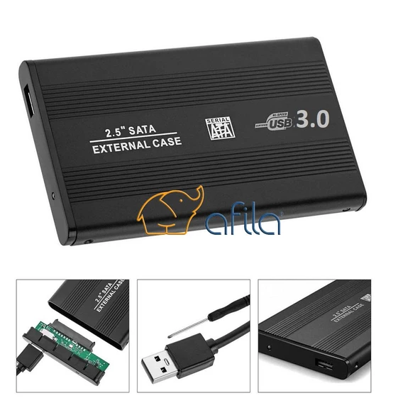 Afila 2.5" USB 3.0 Harici Harddisk HDD Kutusu Sata Disk Siyah (Plastik) 3
