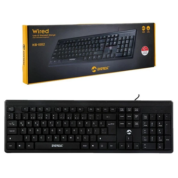 Everest KB-1002 Siyah USB Q Standart Klavye Kablolu Usb Klavye ürün görseli 1