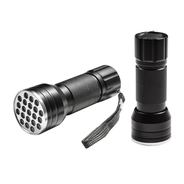 Ayt Powermaster Pm-6351 Uv Ultra Viyole Işıklı 21 Ledli 10 Cm Metal Pilli El Feneri Ultra Viole Para Kontrol Fener ürün görseli 1