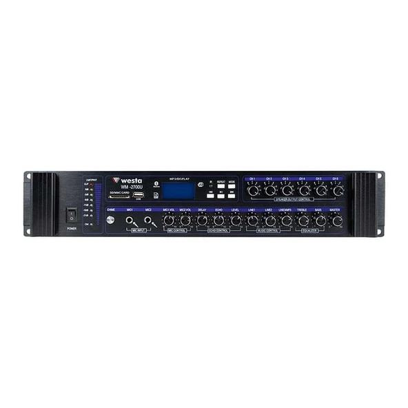 Ayt Westa Wn-2700u 700 Watt 6 Bölgeli Hat Trafolu Mikser Amfi Stüdyo Tipi Anfi Usb Sd Kart Bluetooth ürün görseli 1