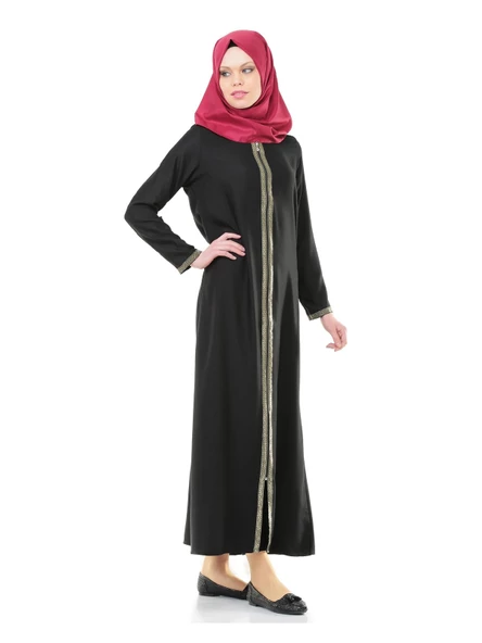 5009-1 Fermuarlı Siyah Namaz Elbisesi ürün görseli 1
