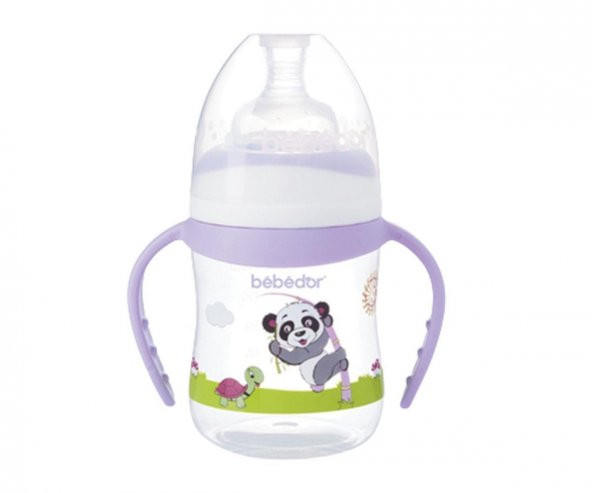 Bebedor Desenli Geniş Ağız Kulplu Biberon 150 ml 0+ Ay (B-88322) Mor ürün görseli 1