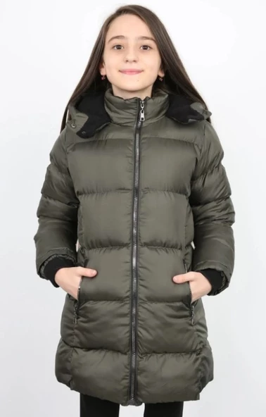 Garland Kız Çocuk Kapüşonlu İçi Polar Uzun Model Mont ürün görseli 1