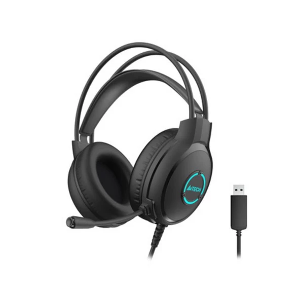 A4 Tech FH-300U Kablolu Mikrofonlu Kulaklık, Usb, Siyah Neon ürün görseli 1