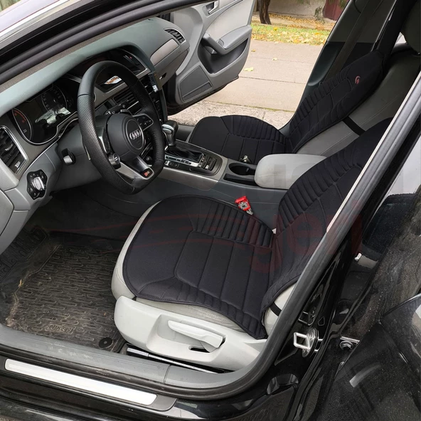 3'lü Siyah Oto Koltuk Minderi Set-Ergonomik Lüks Koltuk Minderi-Ön 2 Koltuk ve Arka Oturak ürün görseli 1