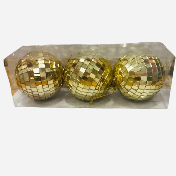 Disco Topu Aynalı Gold 8 cm 3 lü - Resim 4