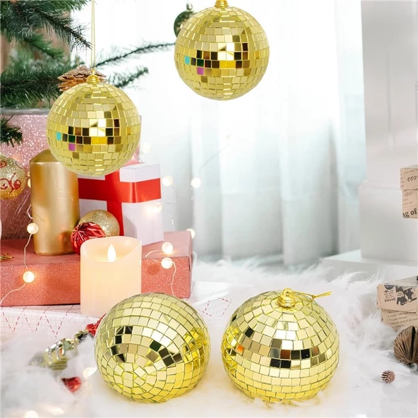 Disco Topu Aynalı Gold 8 cm 3 lü - Resim 2
