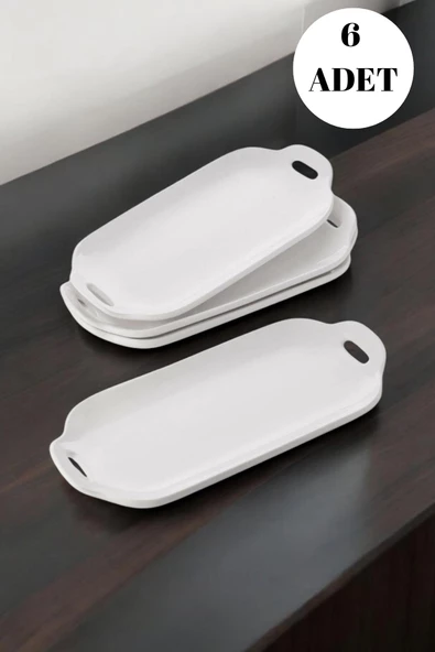 6 lı Tavuk Dünyası Model Oval Kulplu Tabak - Kayık Servis Sunum Tabağı ürün görseli 1