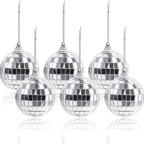 Disco Topu Aynalı Gümüş 5 cm 6 lı ürün görseli 1