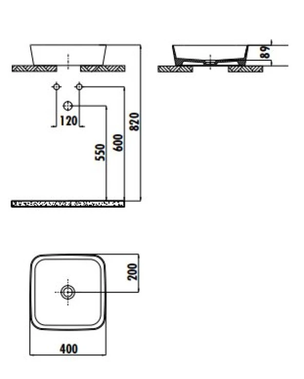 CREAVİT Loop 40x40 cm Tezgah Üstü Çanak Lavabo LP040 - Resim 2
