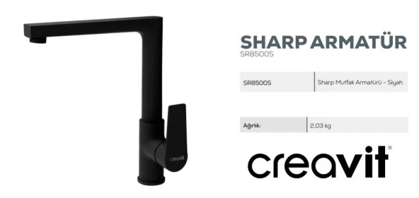 Creavit Sr8500S Sharp Evye Mutfak Bataryası Mat Siyah - Resim 2