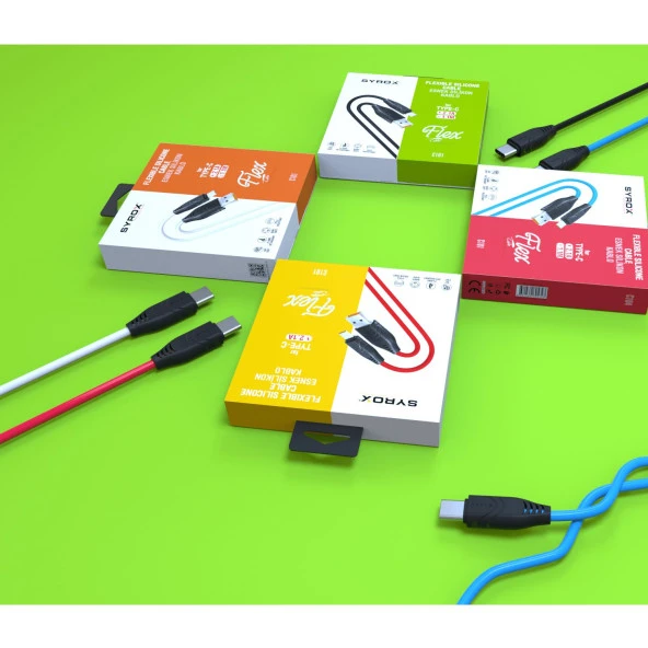 Syrox 2.1A Micro Flexible Silikon Şarj & Data Kablo 1.1M C98 - Resim 2