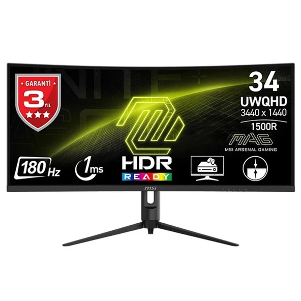 MSI 34" VA MAG 342CQR E2 1MS 180HZ HDMI-DP KAVISLI GAMING MONİTÖR 3440X1440 ürün görseli 1