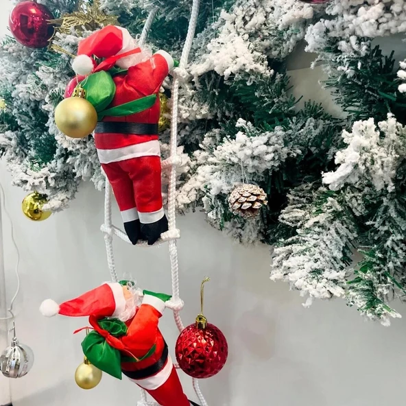 70 CM 2Lİ MERDİVENE TIRMANAN NOEL BABA YILBAŞI SÜSÜ YILBAŞI ÇAM AĞACI SÜSLERİ VİTRİN NOEL SÜSLERİ ürün görseli 1