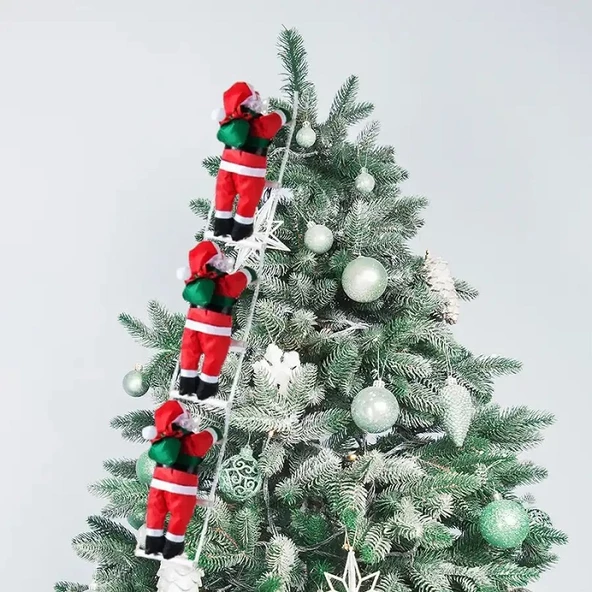 96 CM 3LÜ MERDİVENE TIRMANAN NOEL BABA YILBAŞI ÇAM AĞACI SÜSLERİ YILBAŞI SÜSÜ VİTRİN NOEL SÜSLERİ ürün görseli 1