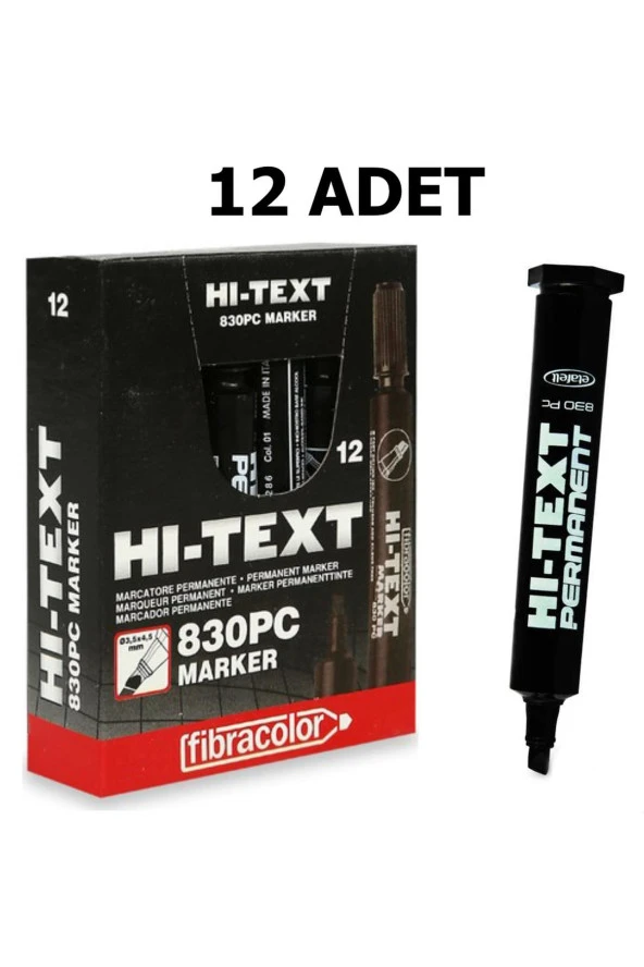Hi-Text Markör Kesik Uçlu Siyah 830PC (12 Li Paket) ürün görseli 1