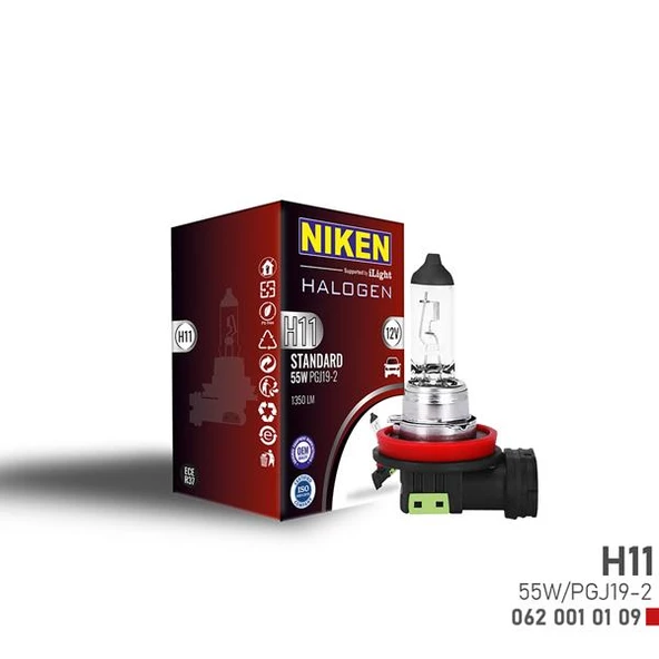 NIKEN H11 55W HALOJEN AMPUL PGJ19-2 12V 64211 ürün görseli 1