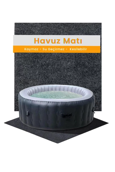 Havuz Altı Halısı Su Geçirmez Yıkanabilir Emici Dayanıklı Koruyucu Havuz Matı Antrasit (183x188) ürün görseli 1