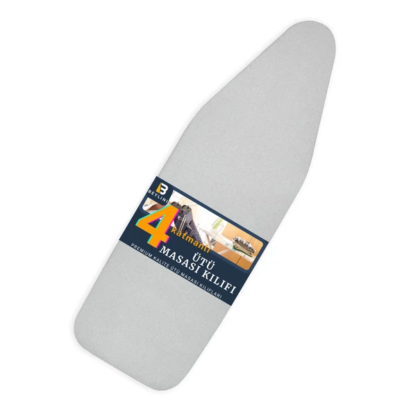 BEYLİNİ Ütü Masası Kılıfı Örtüsü Bezi Keçeli Süngerli Lastikli Yanmaz Ayarlanabilir Gri 55x135 Cm ürün görseli 1