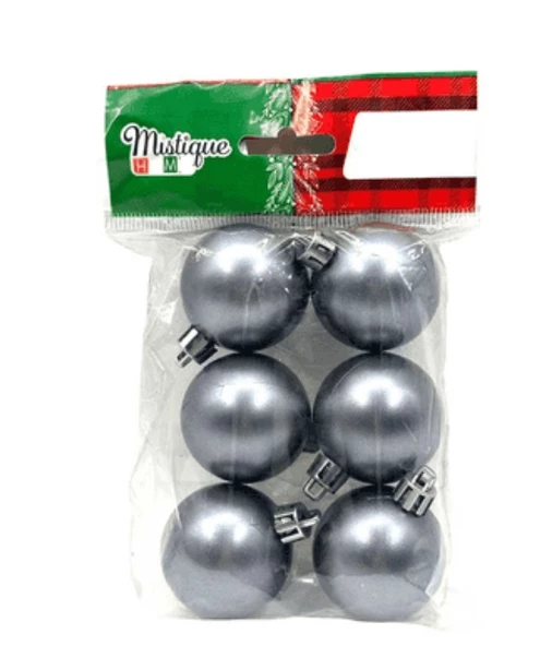 Mistique Home Yılbaşı Süsü Parlak Top 4Cm 6Lı Gümüş ürün görseli 1
