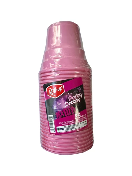 Roll-Up Party Dreams Parti Davet Piknik Renkli Plastik Sert Mika Bardak - Pembe - 25'li Paket ürün görseli 1