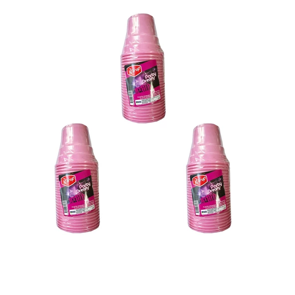 Roll-Up Party Dreams Parti Davet Piknik Renkli Plastik Sert Mika Bardak - Pembe - 25'li 3 Paket ürün görseli 1