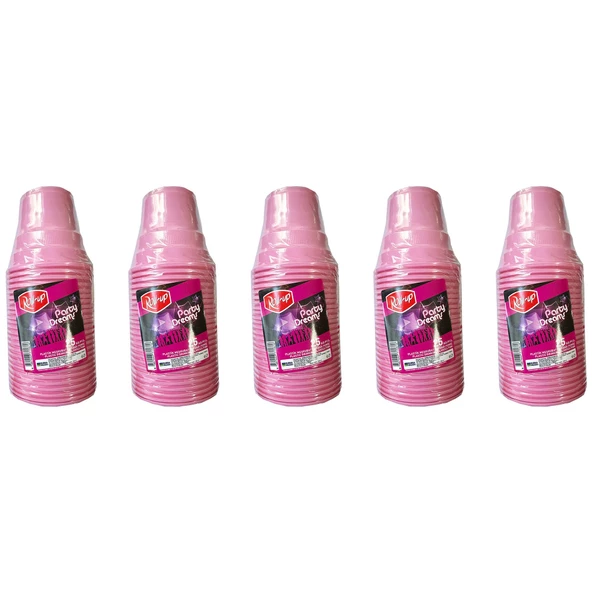 Roll-Up Party Dreams Parti Davet Piknik Renkli Plastik Sert Mika Bardak - Pembe - 25'li 5 Paket ürün görseli 1