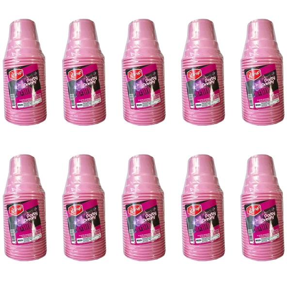 Roll-Up Party Dreams Parti Davet Piknik Renkli Plastik Sert Mika Bardak - Pembe - 25'li 10 Paket ürün görseli 1