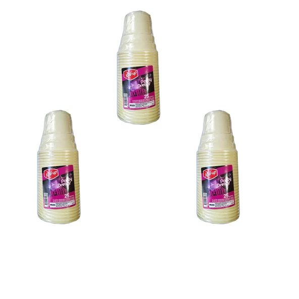 Roll-Up Party Dreams Parti Davet Piknik Renkli Plastik Sert Mika Bardak - Sarı - 25'li 3 Paket ürün görseli 1