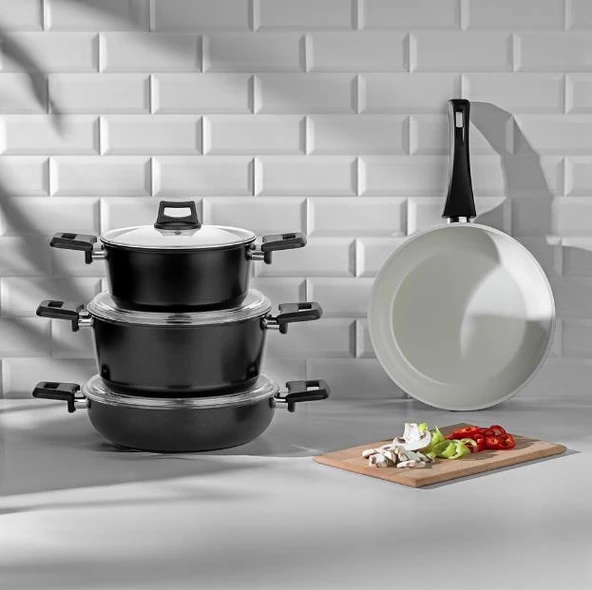 Nehir Galaxy Ceramic Siyah 7 Parça Tencere Seti ürün görseli 1