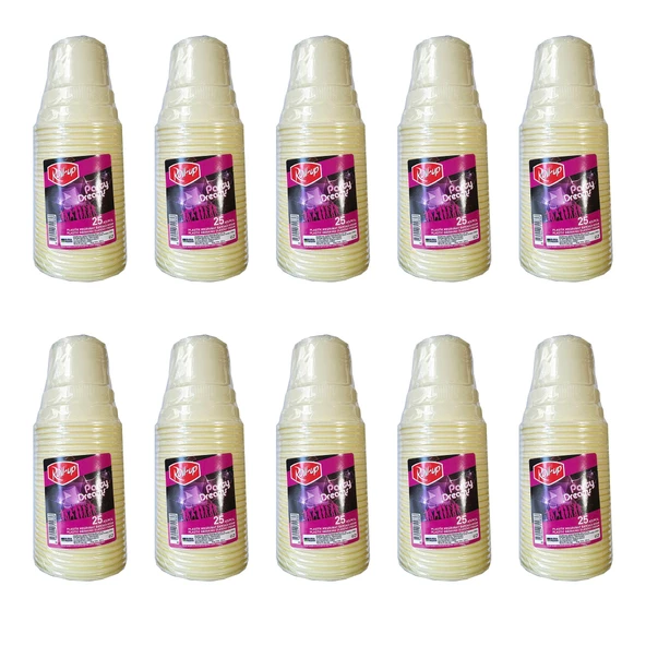 Roll-Up Party Dreams Parti Davet Piknik Renkli Plastik Sert Mika Bardak - Sarı - 25'li 10 Paket ürün görseli 1