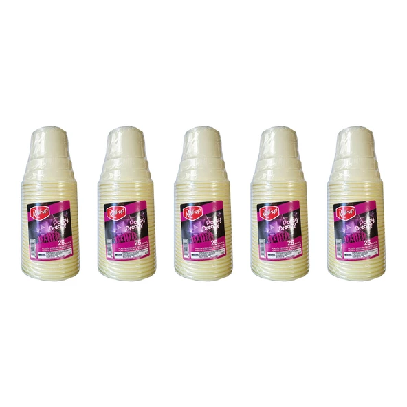 Roll-Up Party Dreams Parti Davet Piknik Renkli Plastik Sert Mika Bardak - Sarı - 25'li 5 Paket ürün görseli 1