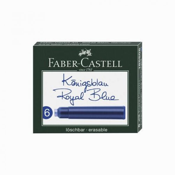 FABER CASTELL DOLMAKALEM KARTUSU ROYAL MAVI 6LI ürün görseli 1