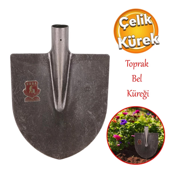 Sapsız Çelik Bahçe Küreği Toprak Bel Belleme Çapalama Aleti Metal Kürek 28 cm Keskin Sağlam ürün görseli 1