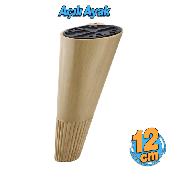 Açılı Konik 12 cm Açık Ceviz Renk Ayak Mobilya Yükseltici Baza Ayağı Koltuk Kanepe Altı Puf Ayakları ürün görseli 1