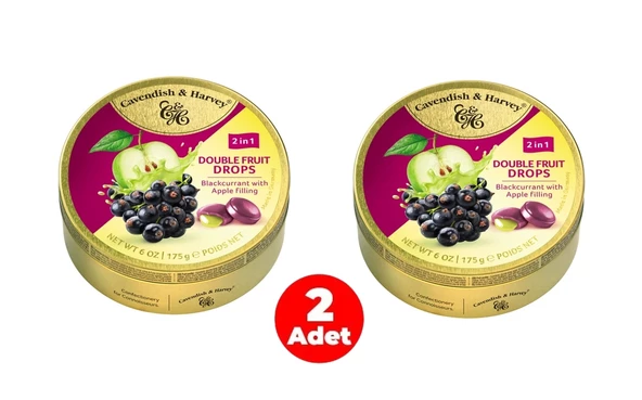 Cavendish & Harvey Double Fruit Drops Elma Dolgulu Frenk Üzümü Aromalı Şeker 175 Gr (2 ADET) ürün görseli 1